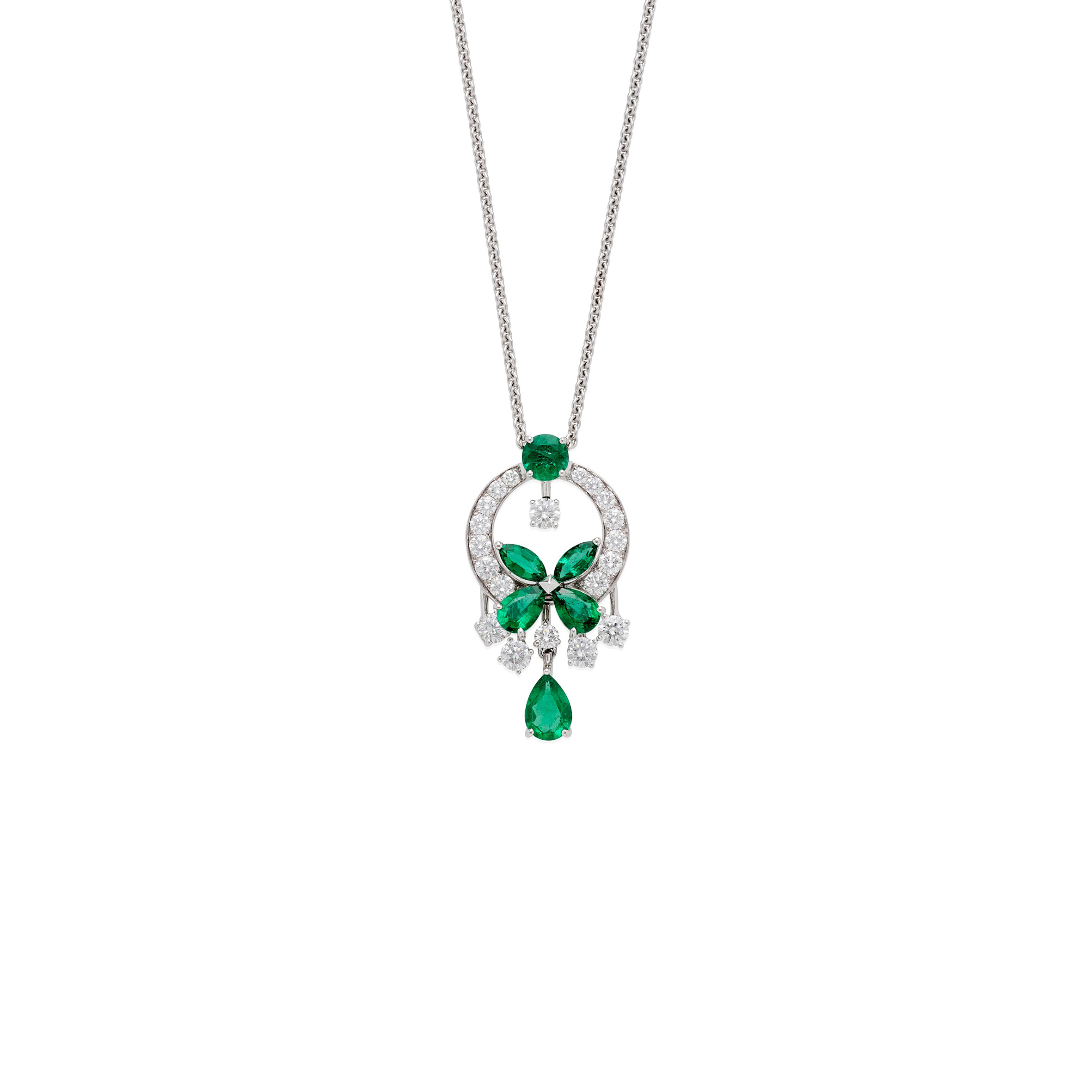 GRAFF EMERALD AND DIAMOND 'MINI BUTTERFLY' NECKLACE
